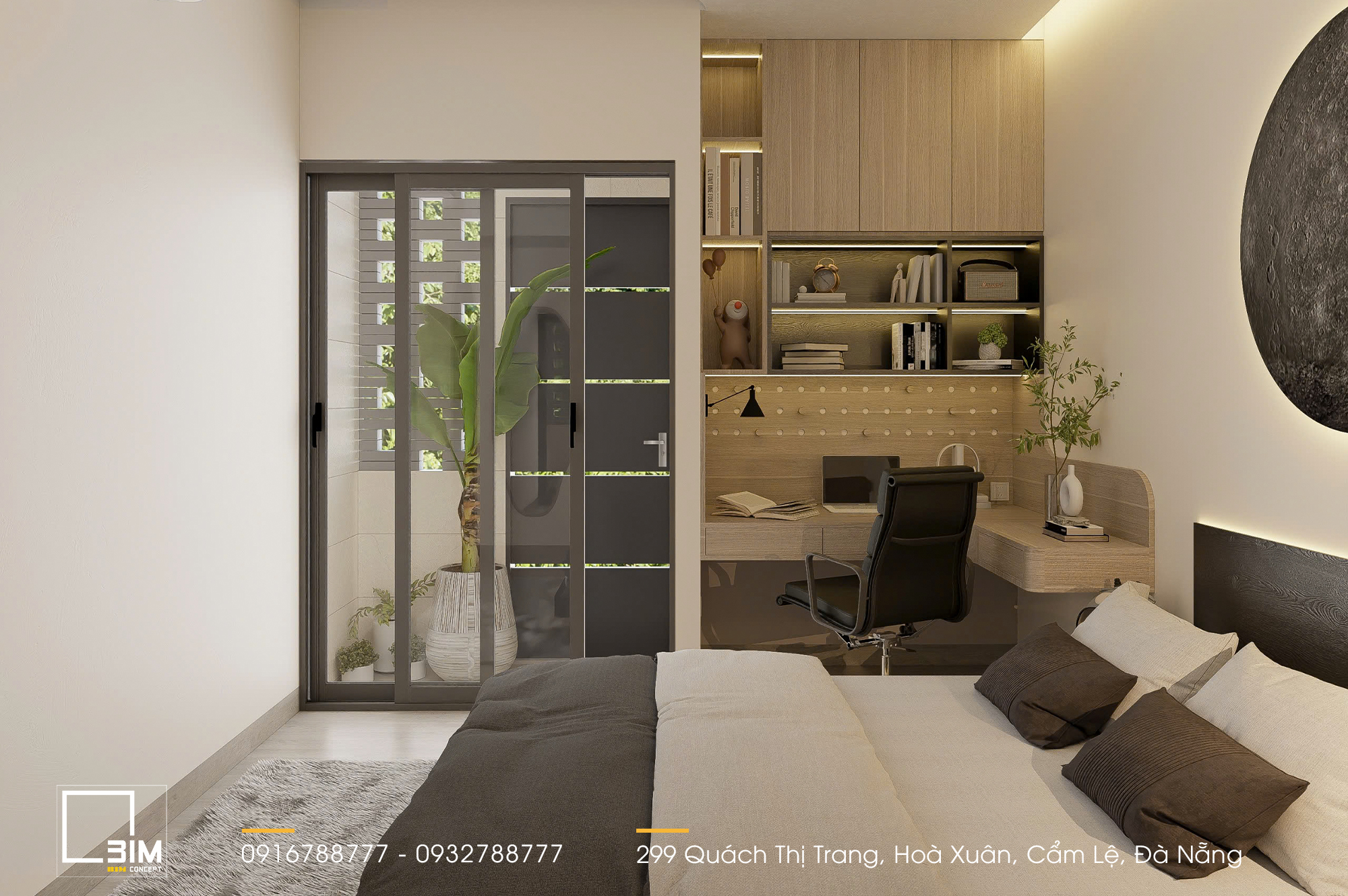 Bảng màu trắng - be - xám hài hòa giúp căn phòng luôn rộng thoáng và dễ chịu