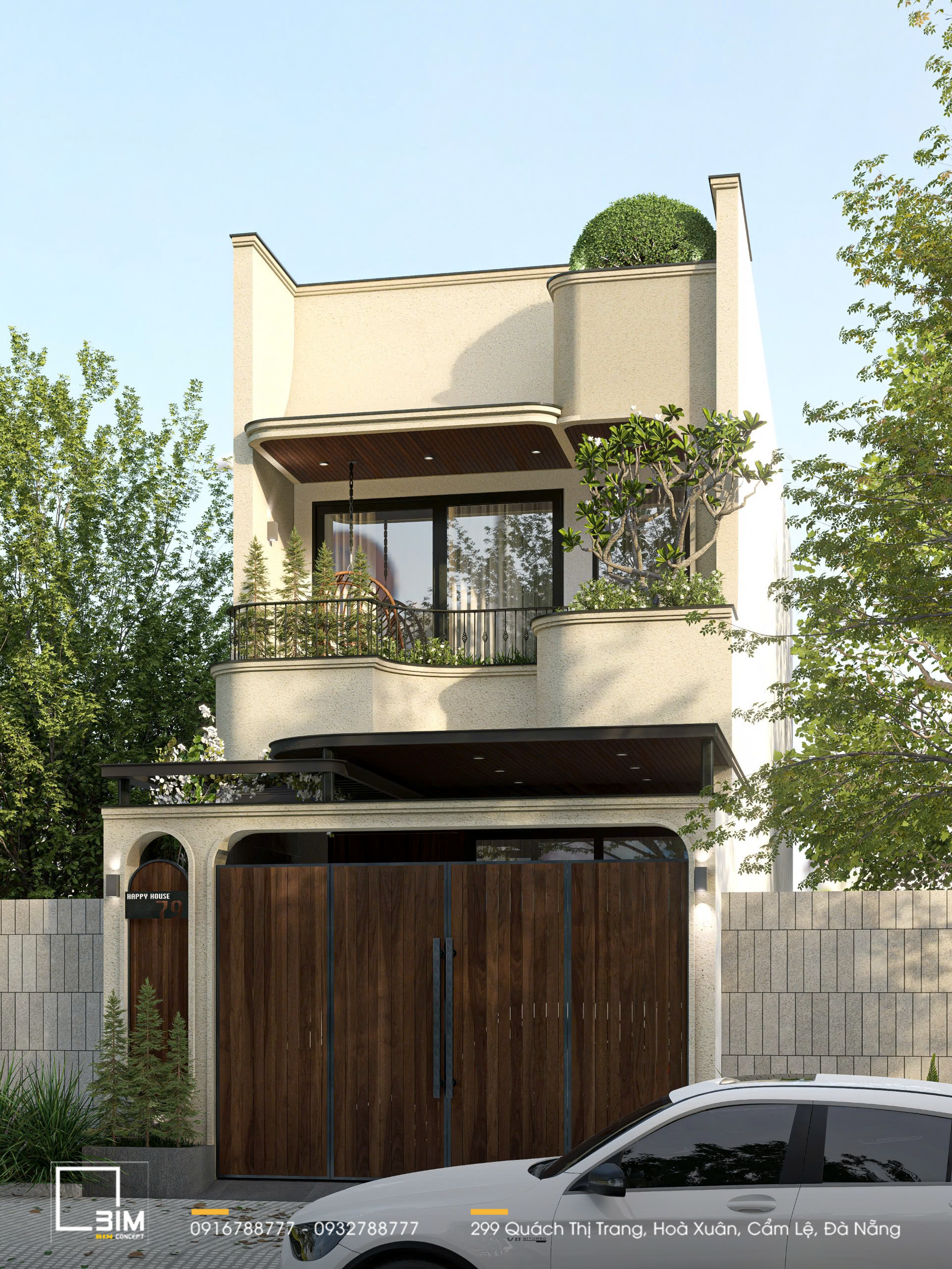 Mặt tiền của nhà phố 2 tầng Happy House hiện đại - Dấu ấn mềm mại giữa phố thị