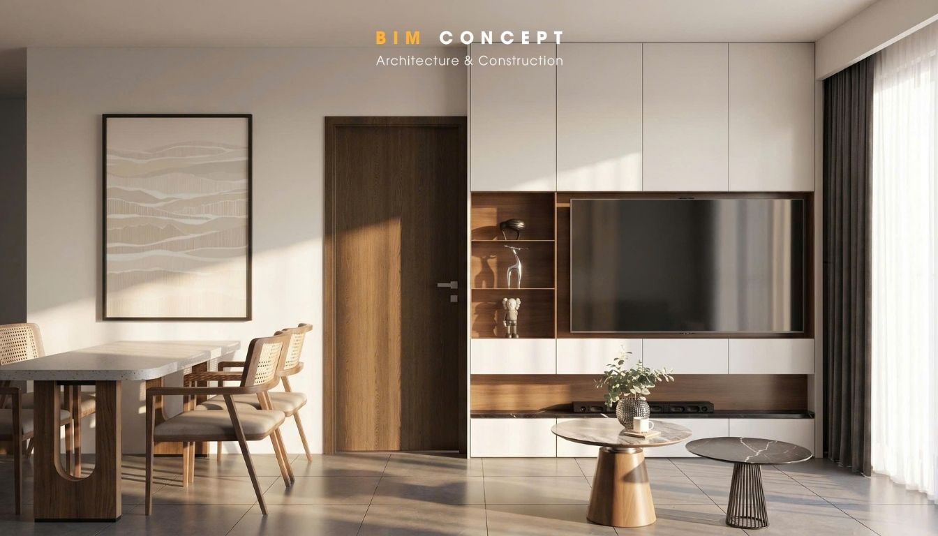 Thi công nội thất phòng khách căn hộ Vista 1003