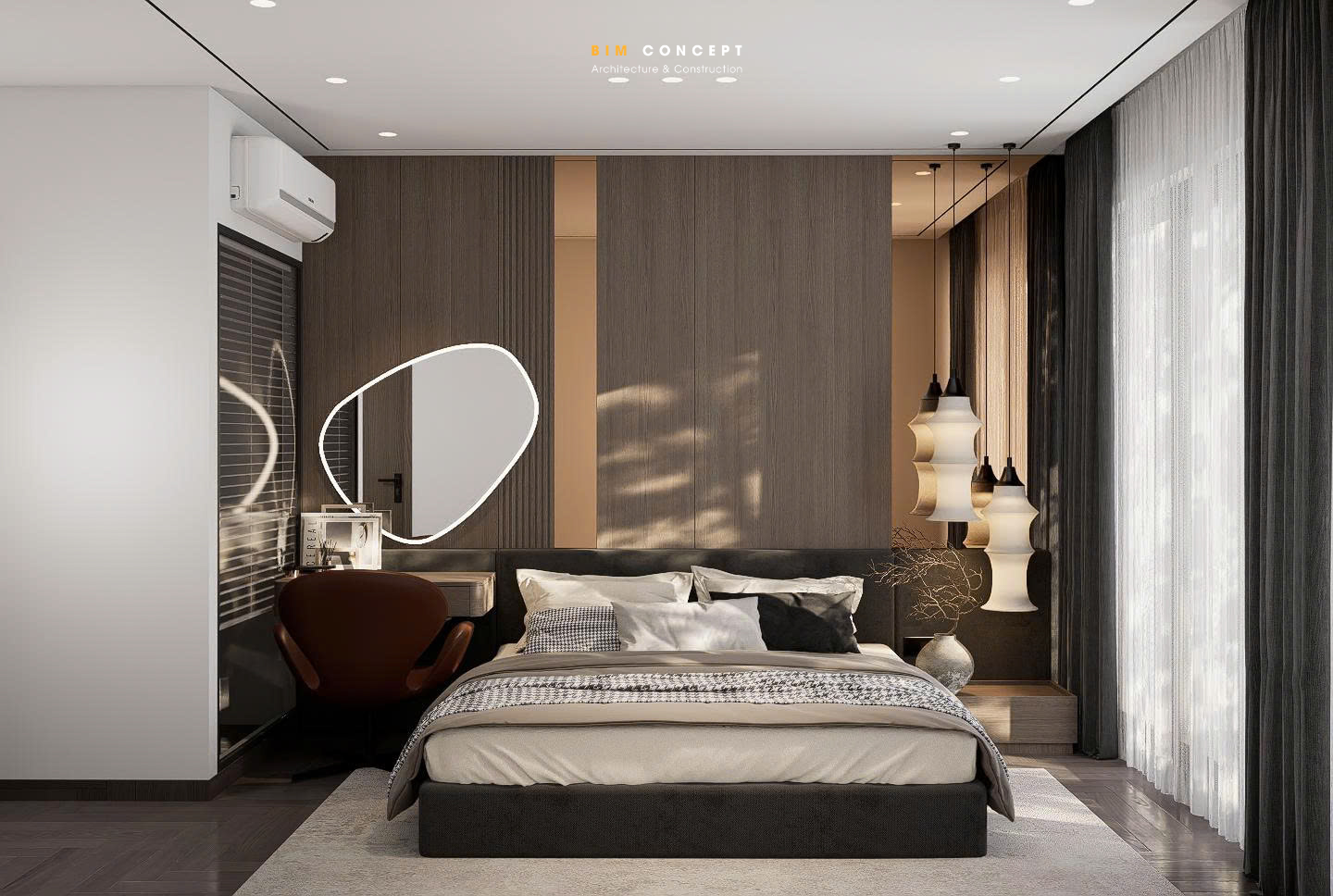 Thiết kế nội thất phòng ngủ Master căn hộ 76m2
