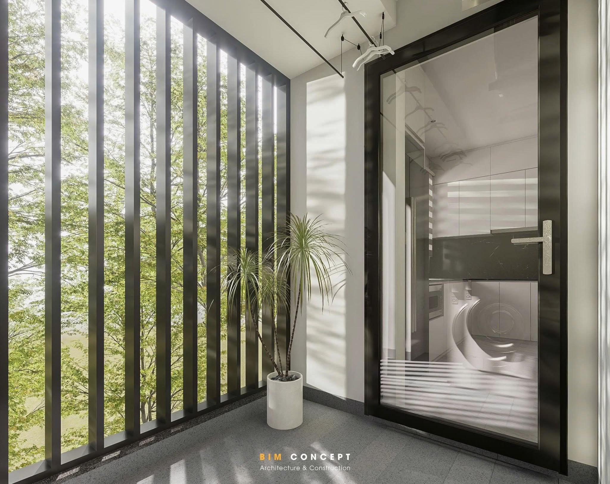 Bim Concept còn đặc biệt chú trọng đến khu vực phòng giặt nhằm mang lại trải nghiệm sinh hoạt tiện nghi và đồng bộ cho gia chủ chú Cường