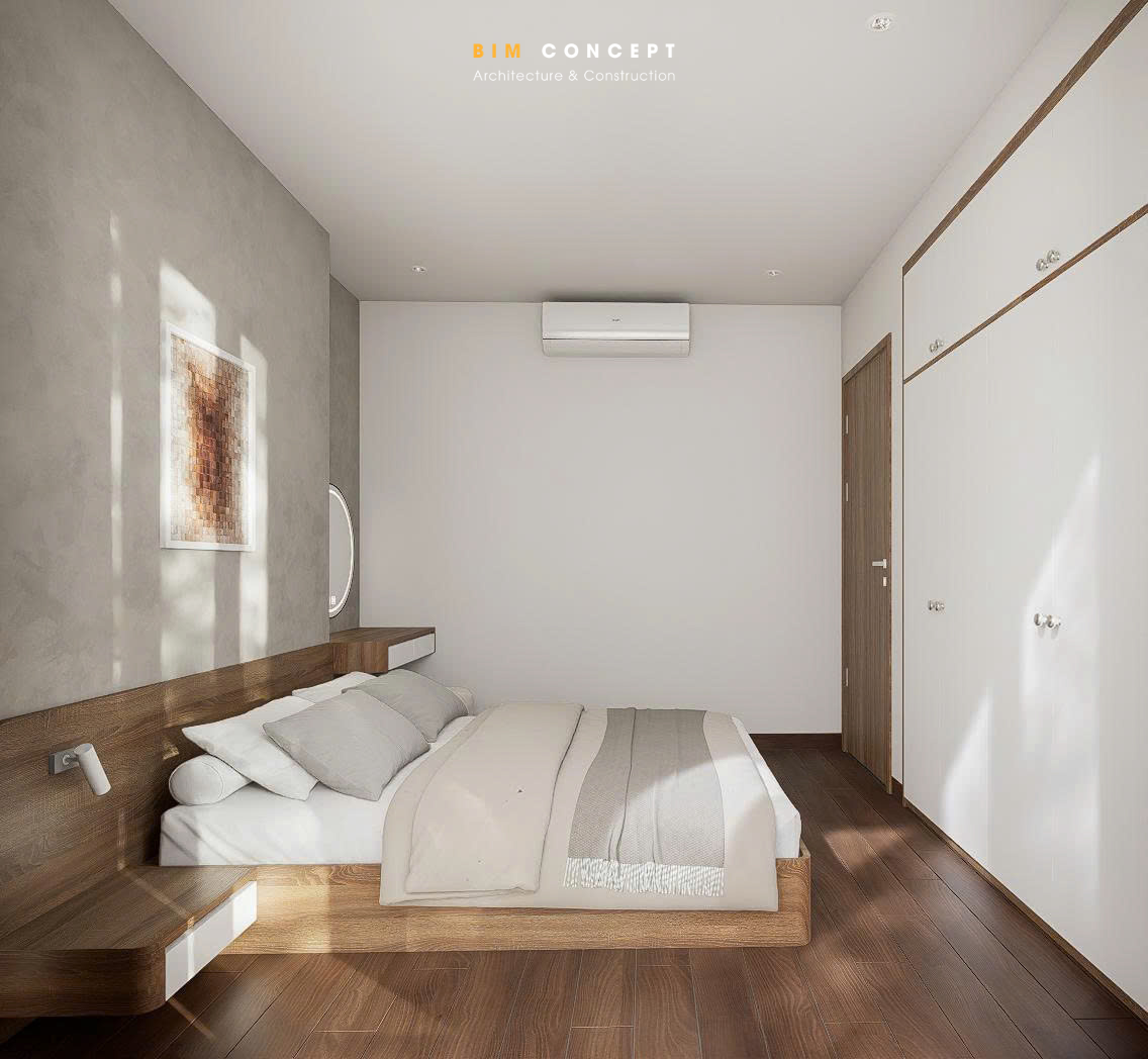 Thi công nội thất phòng ngủ 2 căn hộ 76m2