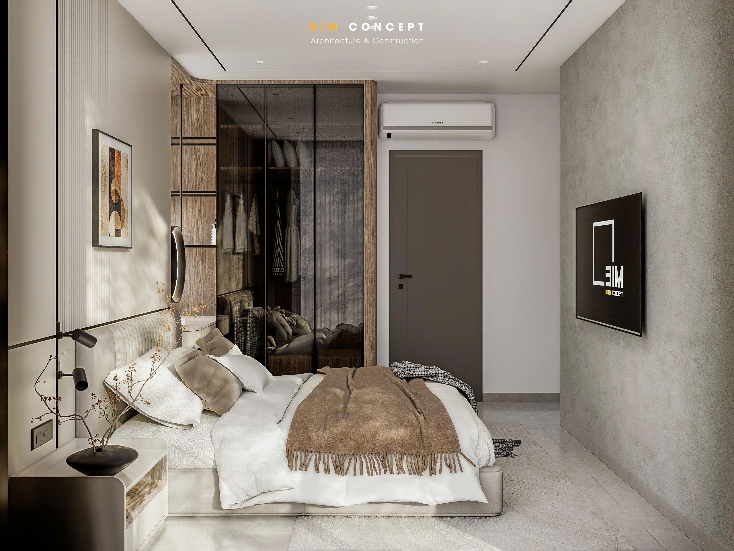 Thi công nội thất phòng ngủ 2 căn hộ Sun Cosmo Residence P1-1712B