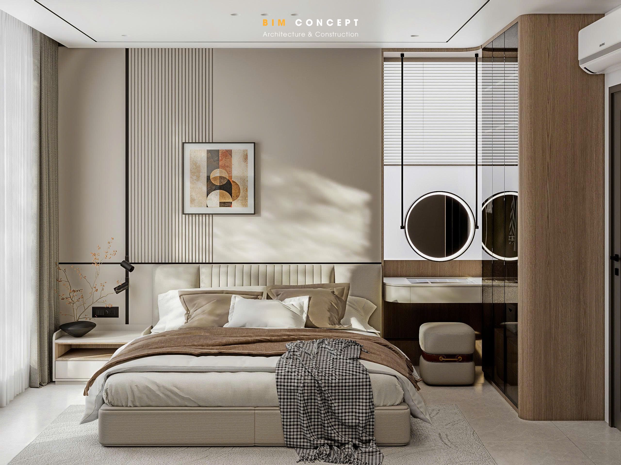 Thi công nội thất phòng ngủ 1 căn hộ Sun Cosmo Residence P1-1712B