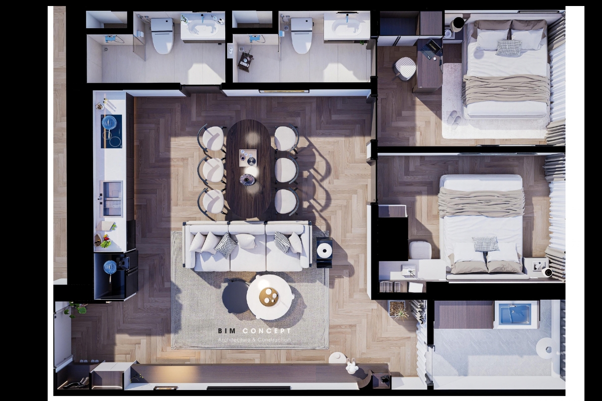 Mặt bằng căn hộ Sun Ponte Residence - 12T205
