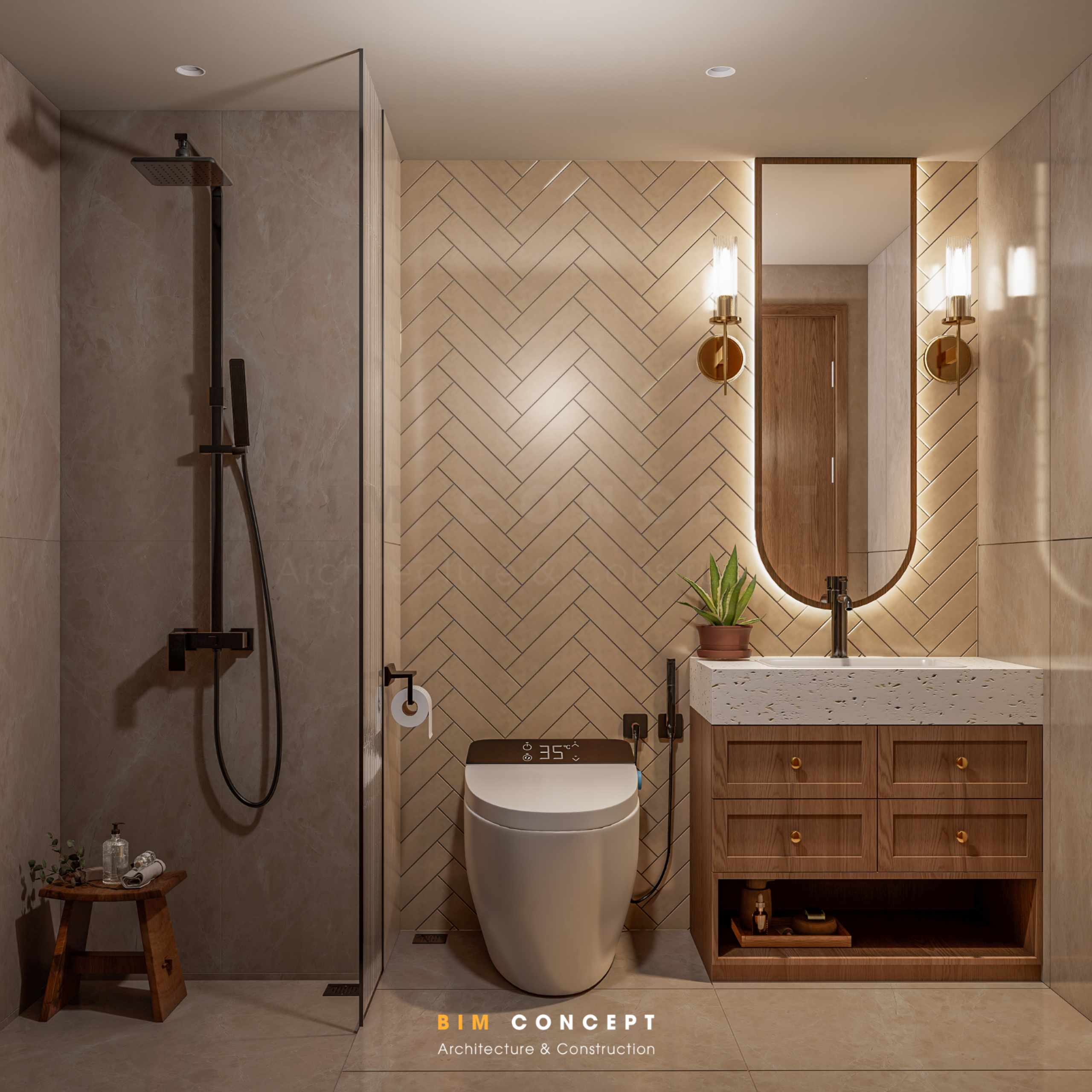 Thiết kế nội thất nhà vệ sinh chung cư 50m2