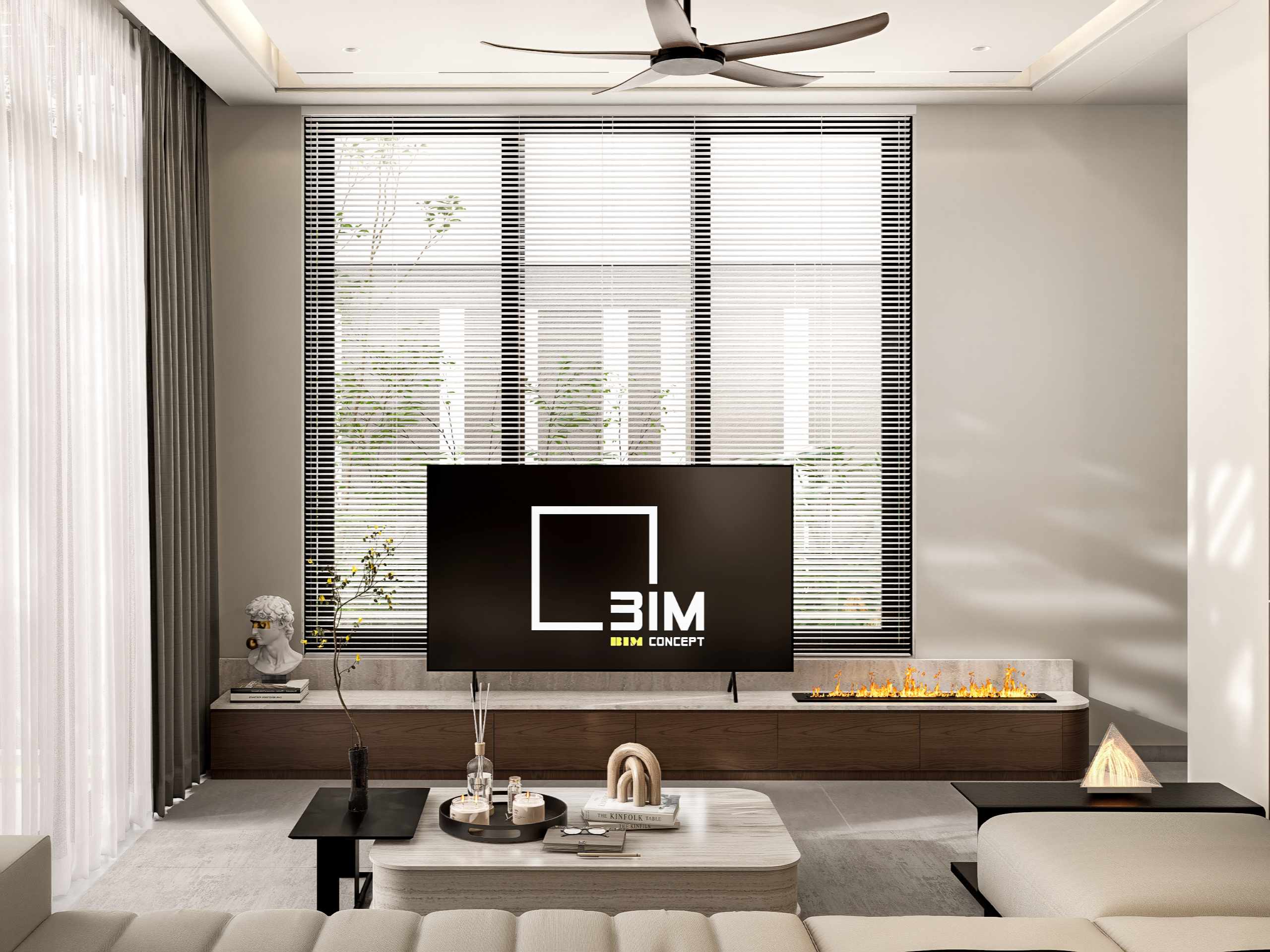Kệ tivi đơn giản nhưng vẫn tôn lên tính sang trọng cho không gian