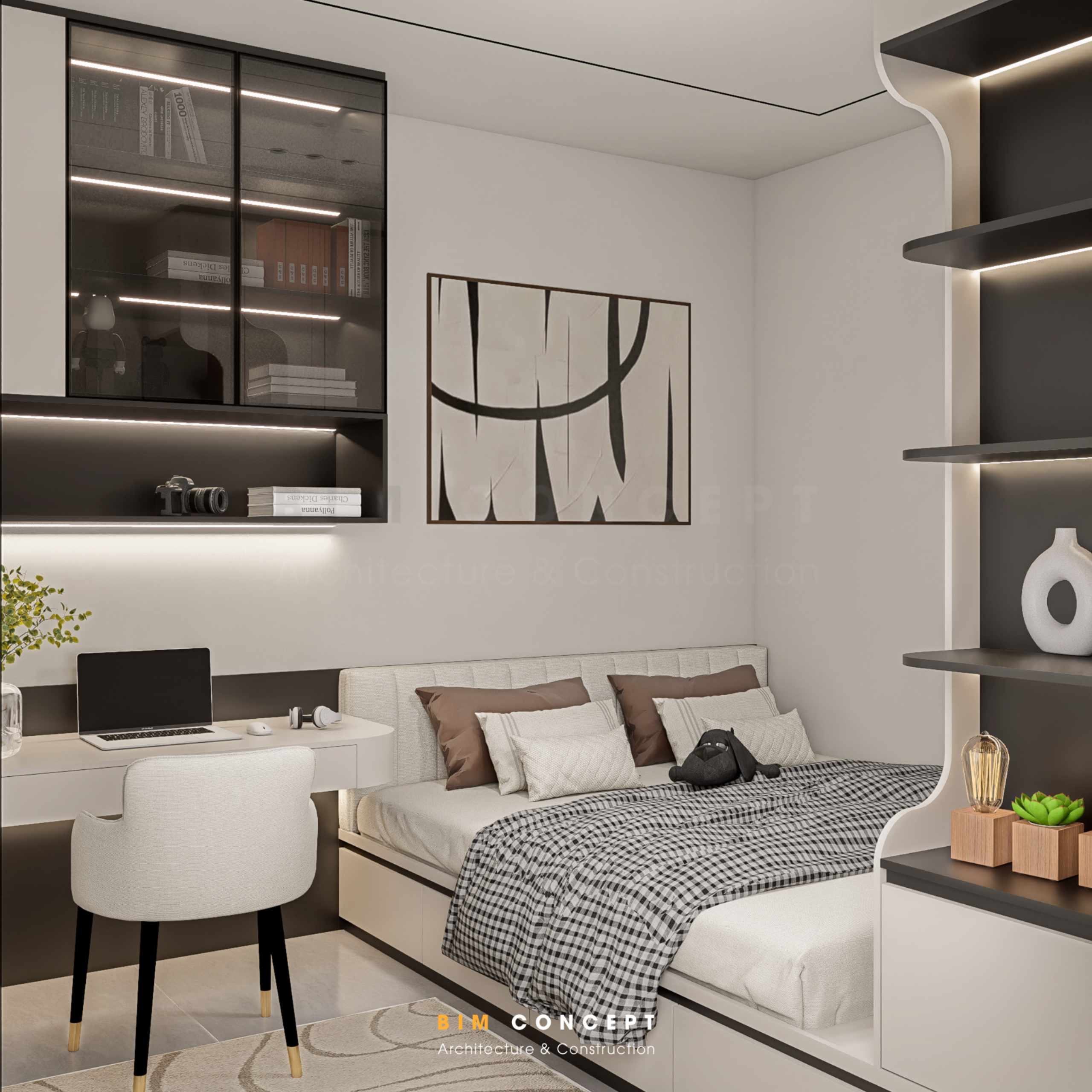 Giường ngủ dạng bục tích hợp tủ quần áo thông minh