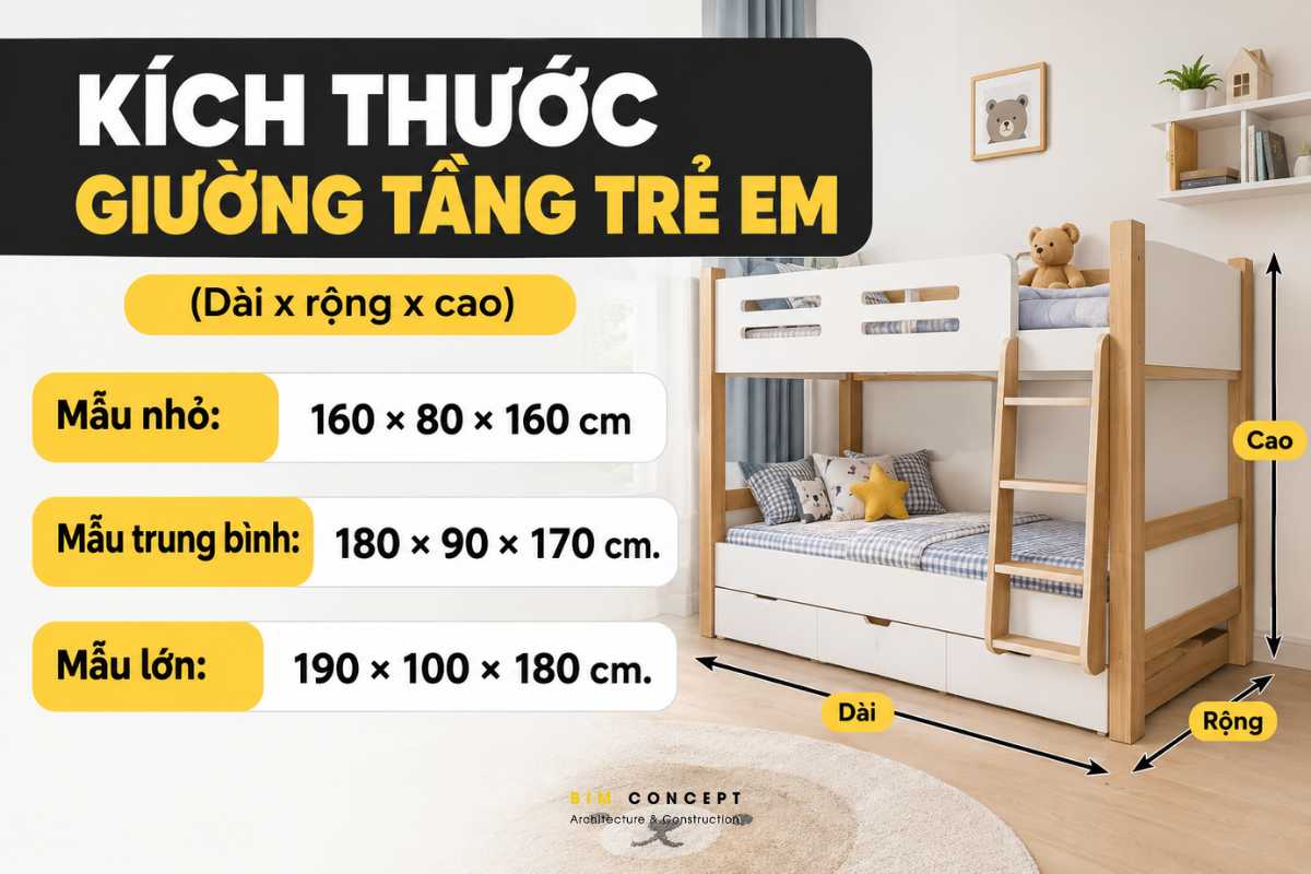 Kích thước giường tầng trẻ em