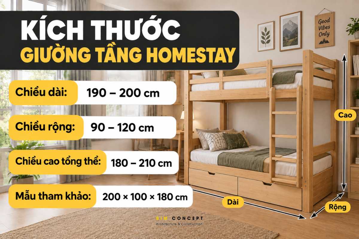 Giường tầng homestay, khách sạn