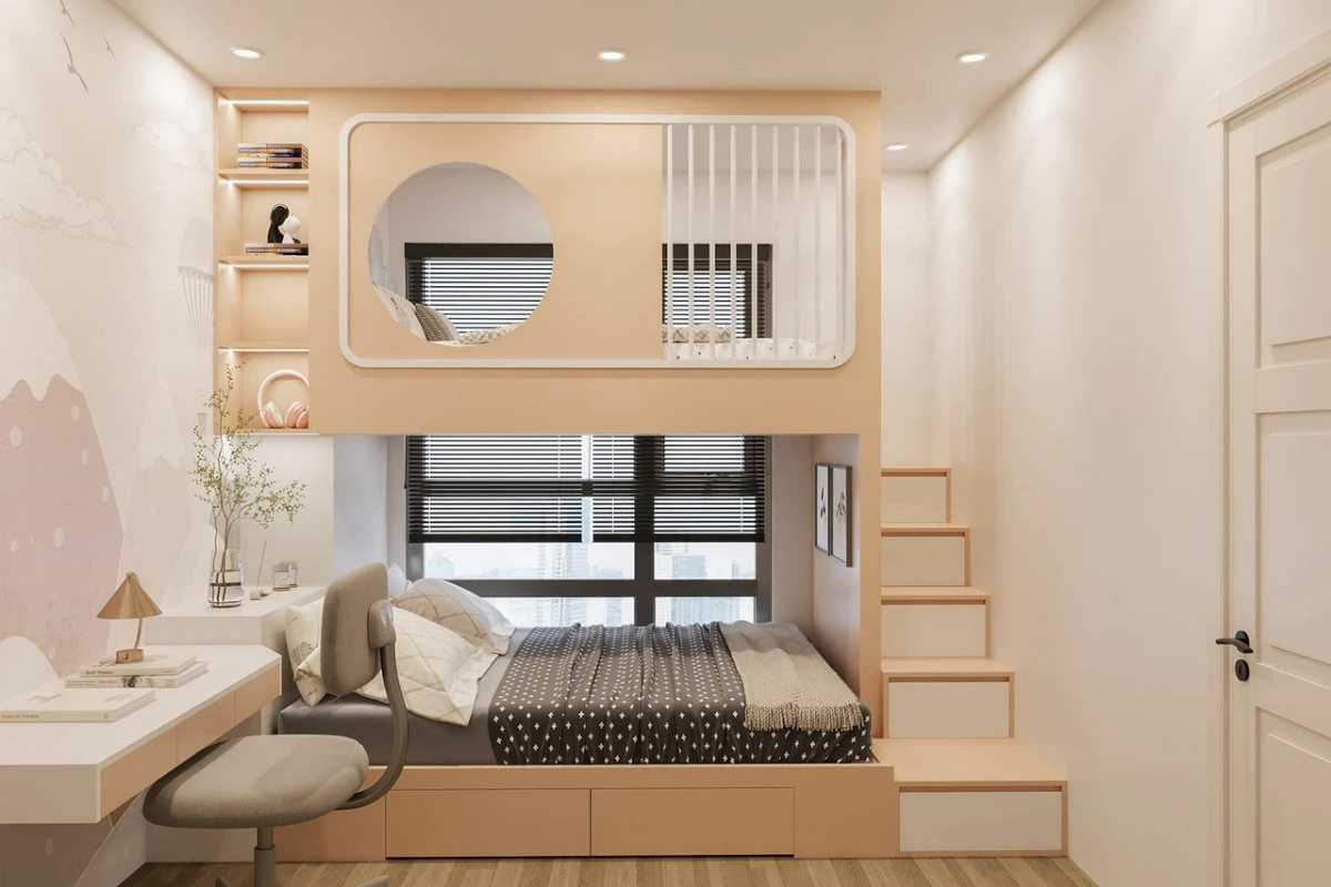 Mẫu giường tầng gỗ công nghiệp hiện đại