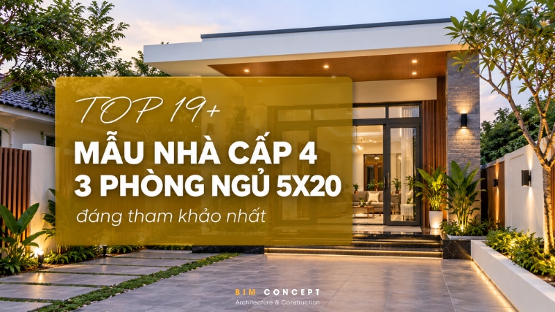 Nhà cấp 4 3 phòng ngủ 5x20