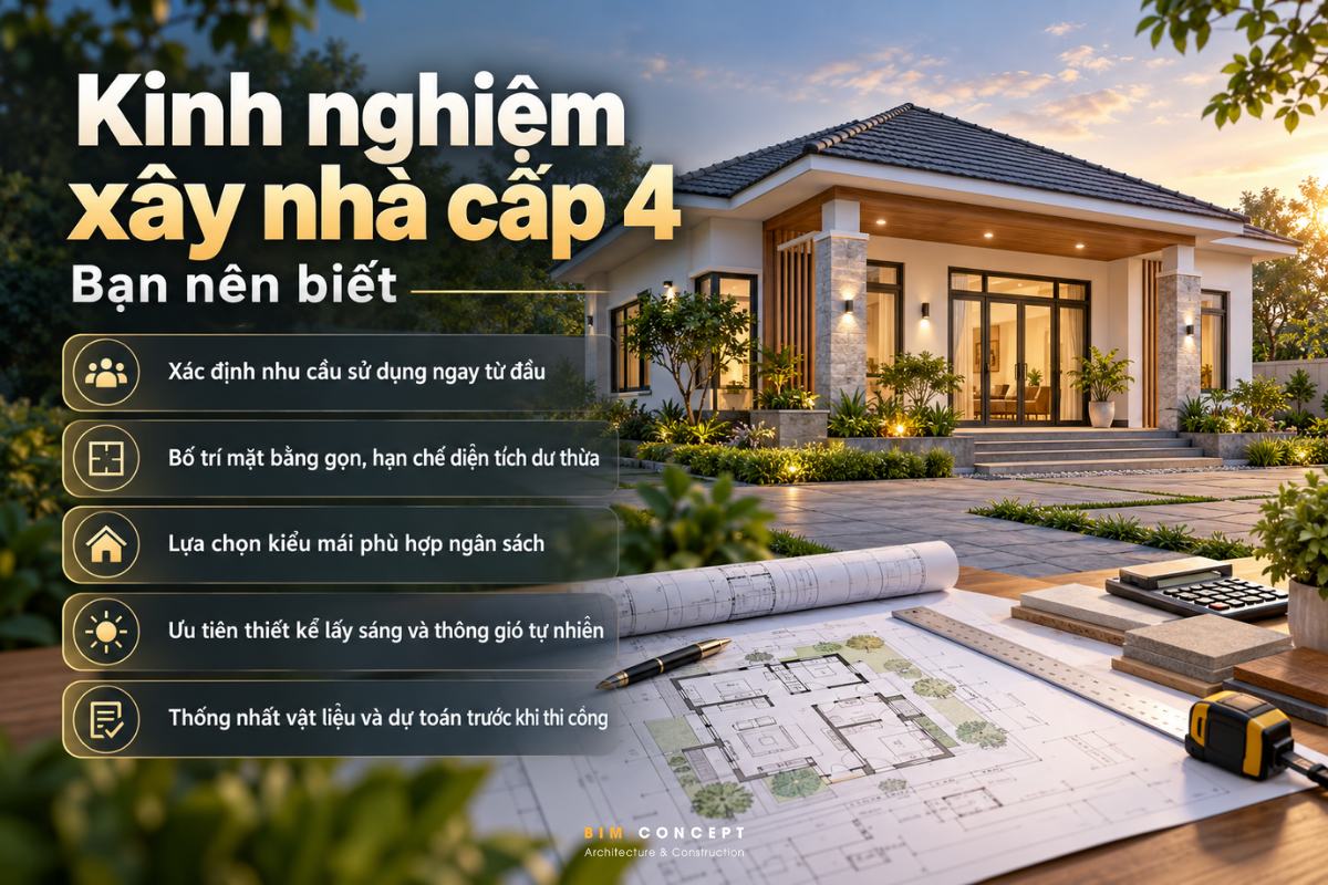 Kinh nghiệm thiết kế nhà cấp 4 100m2 đẹp, tối ưu chi phí