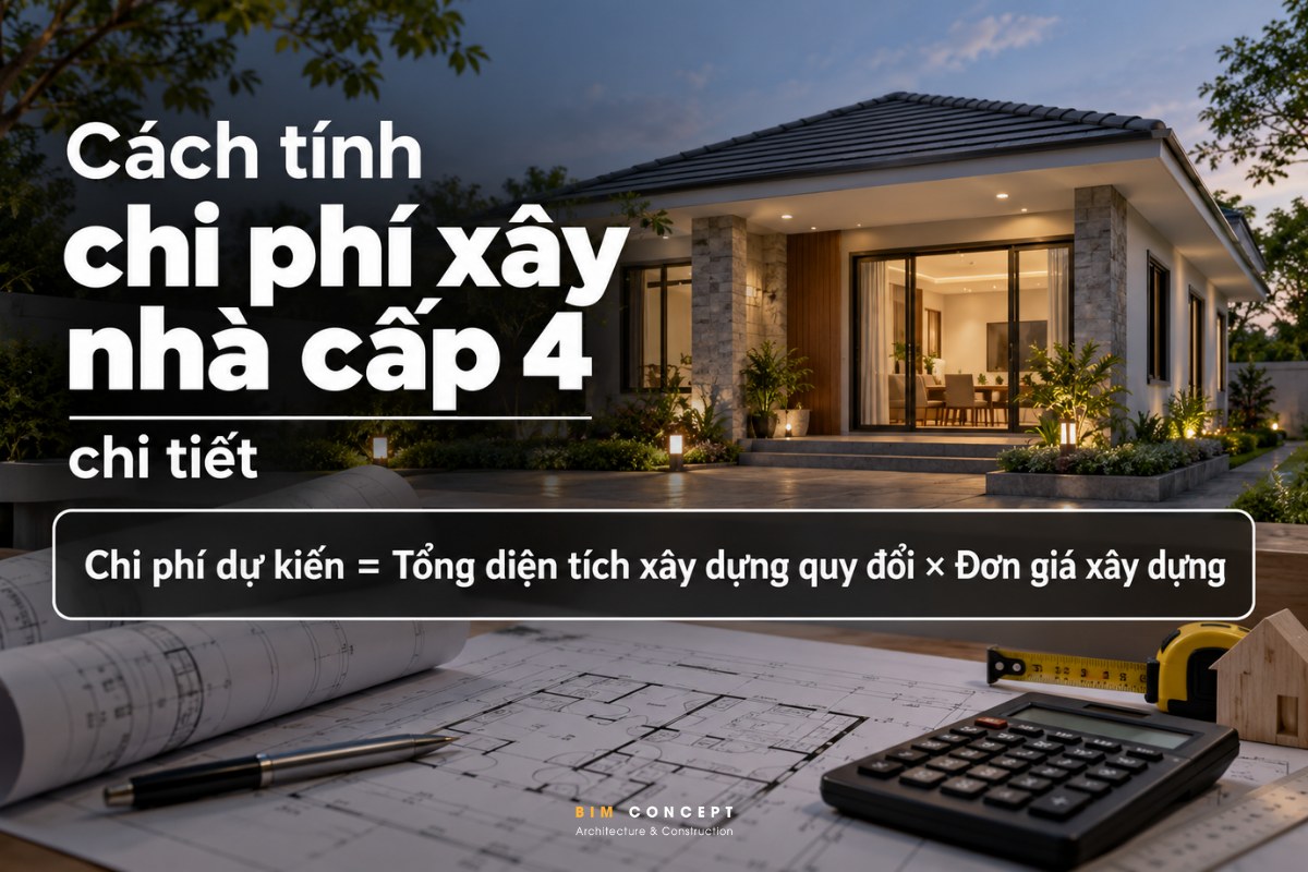 Cách tính diện tích xây dựng nhà cấp 4 100m2