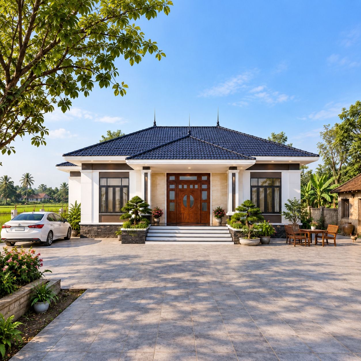 Mẫu nhà cấp 4 100m2 tân cổ điển