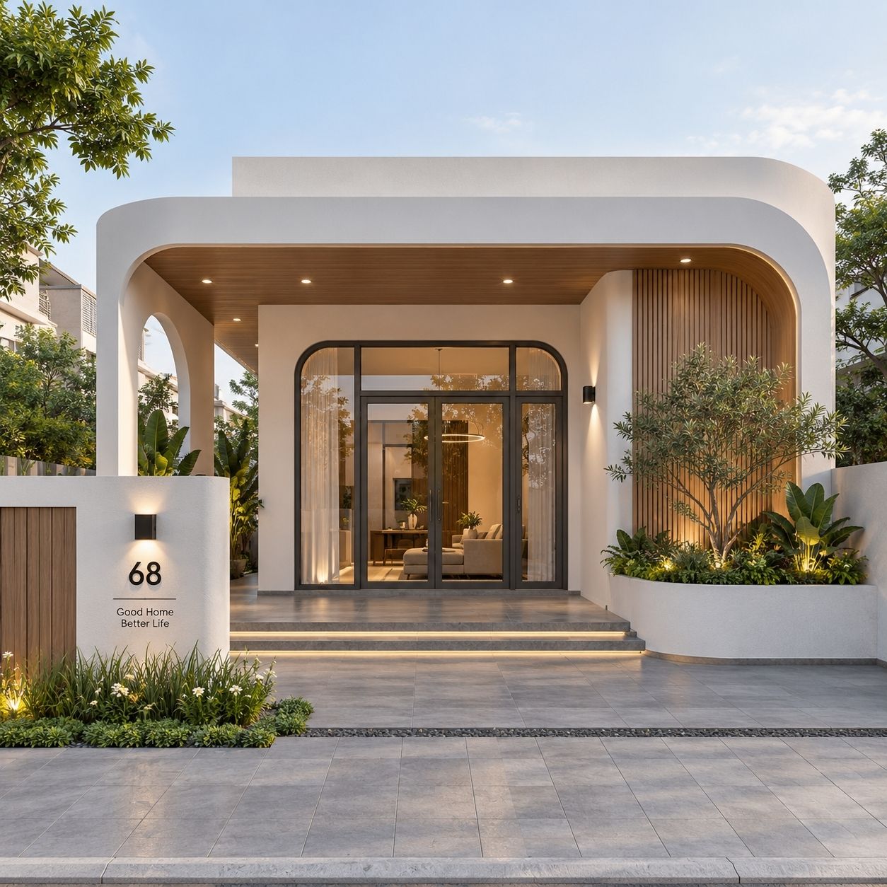 Thiết kế nhà cấp 4 đẹp 100m2 xu hướng bo cong